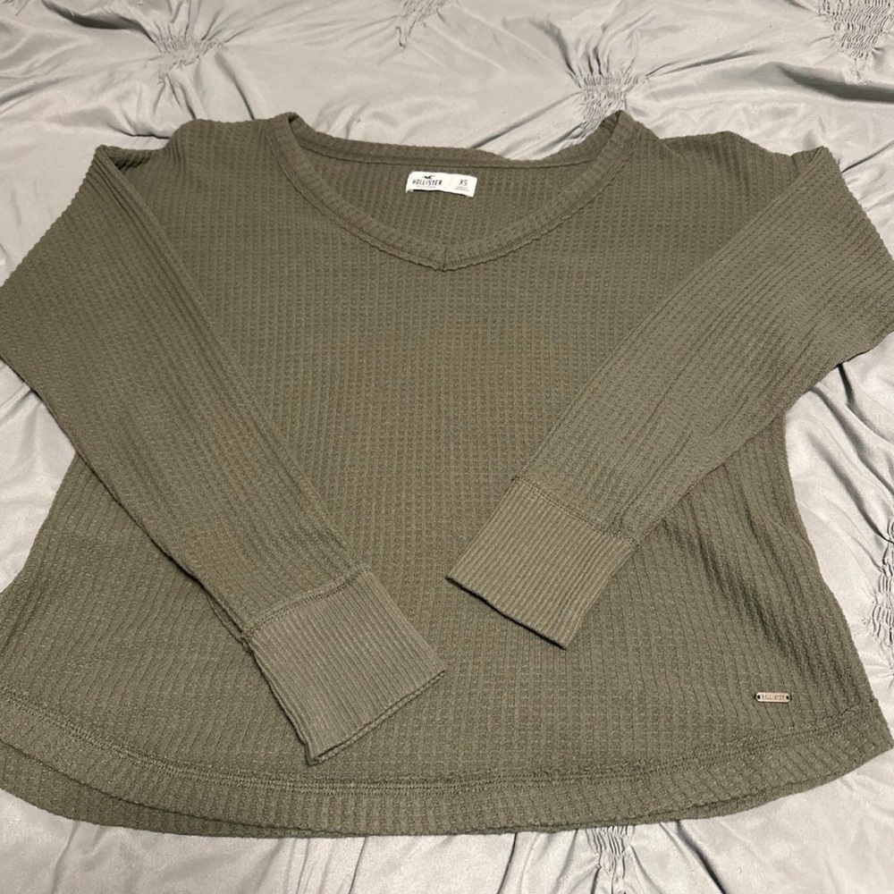 Hollister Olive Off-the-Shoulder Sweater